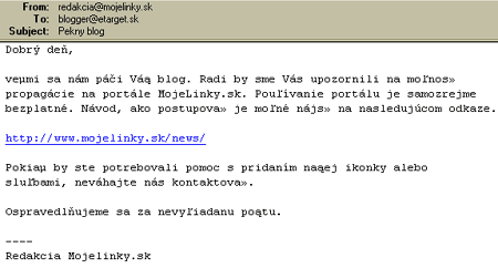 spam od MojeLinky.sk