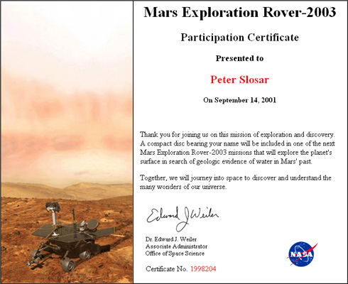 Peter Šlosar na Marse